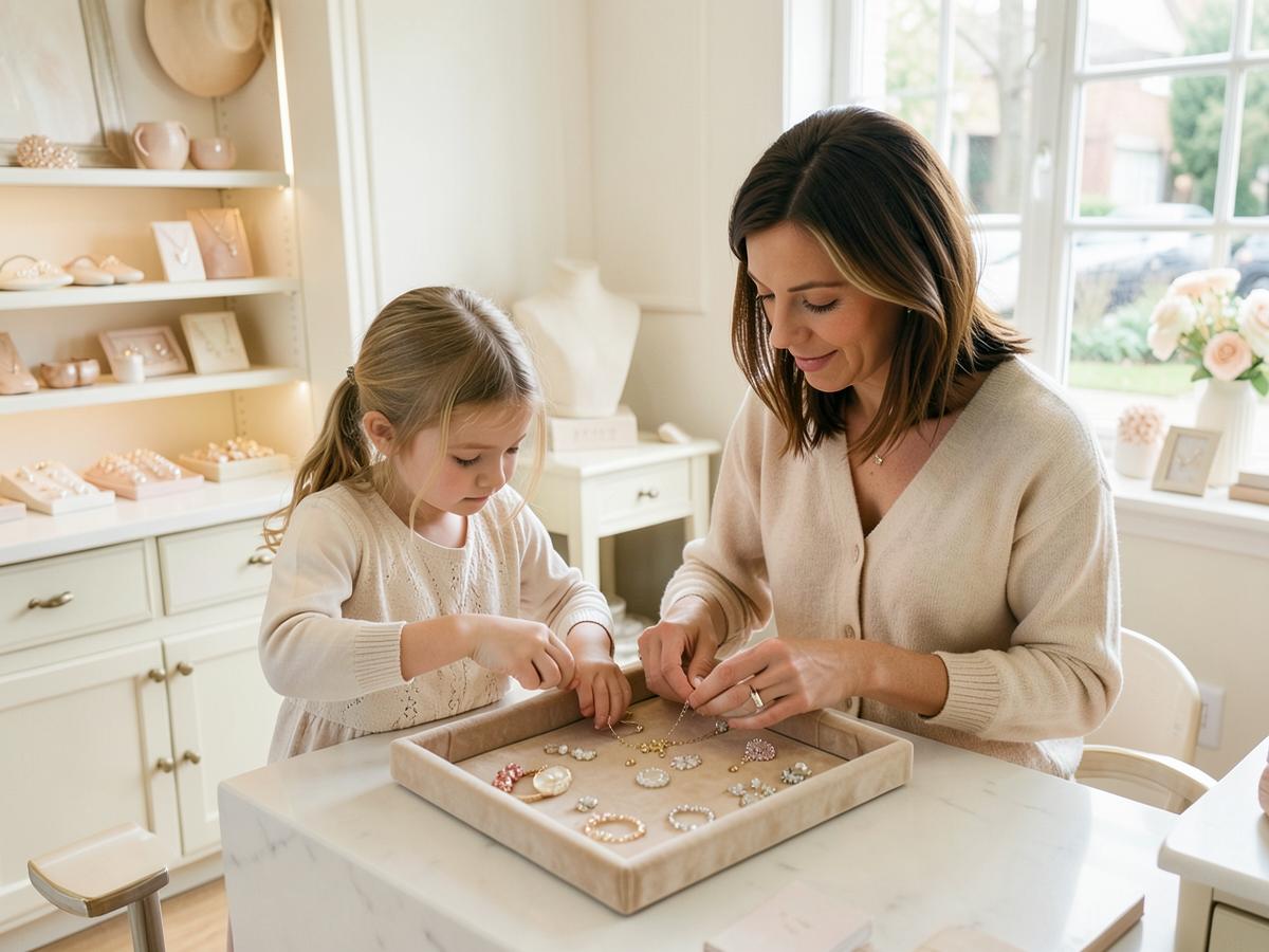 La familia detrás de Mariale's Jewelry Box organizando joyas juntas