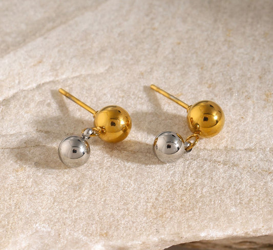 Mini Silver & Gold Bead Earrings