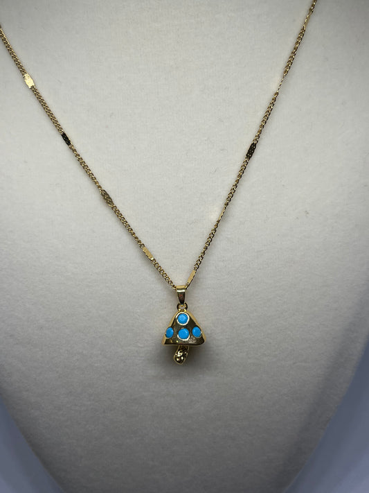 Blue Mushroom Necklace